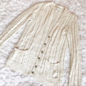 F21 Cream Cable Knit Cardigan